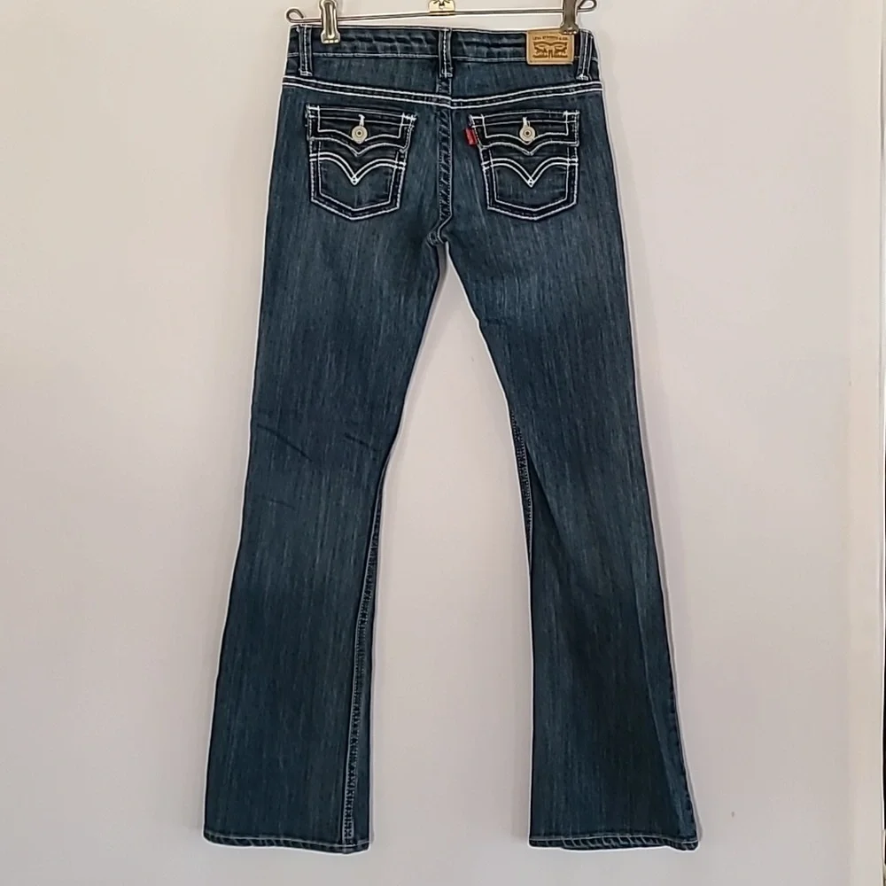 ​Levi's Girls 715 Boot Cut Jeans Medium Wash Adjustable Waist Size 10 Regular